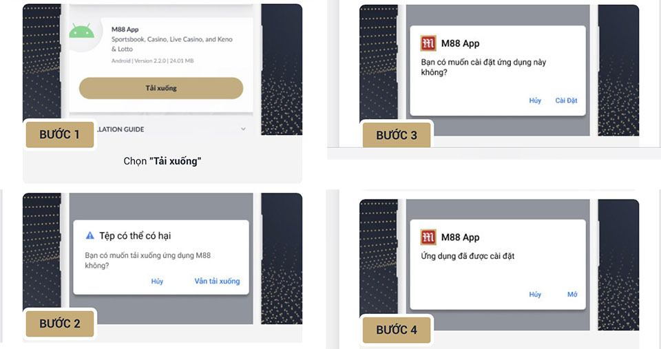 Hướng dẫn tải M88 app cho điện thoại Android